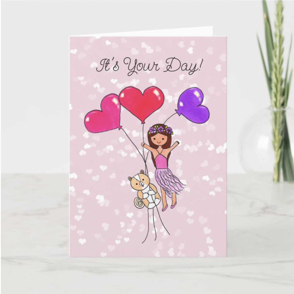 It's your day Pupeye the Pom printed greeting card from Zazzle